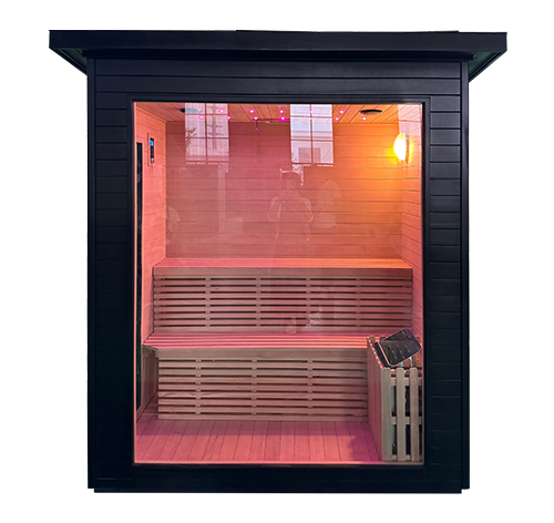 5 People Outdoor Steam Sauna Room Black Painted Feature Image